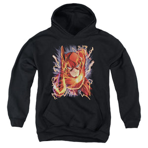 AN OFFCIALLY LICENSED JLA FLASH #1 YOUTH HOODIE BLACK