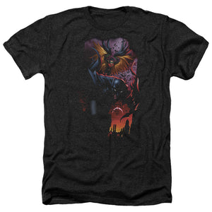 AN OFFCIALLY LICENSED BATMAN BATMAN & ROBIN #1 MEN'S HEATHER T-SHIRT CHARCOAL
