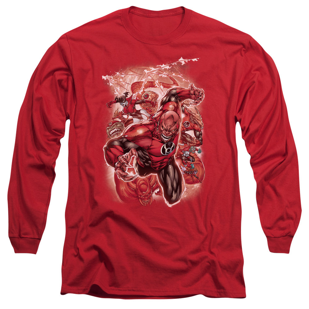 AN OFFCIALLY LICENSED GREEN LANTERN RED LANTERNS #1 MEN'S LONG SLEEVE T-SHIRT RED