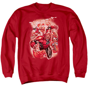 AN OFFCIALLY LICENSED GREEN LANTERN RED LANTERNS #1 ADULT UNISEX CREWNECK SWEATSHIRT RED
