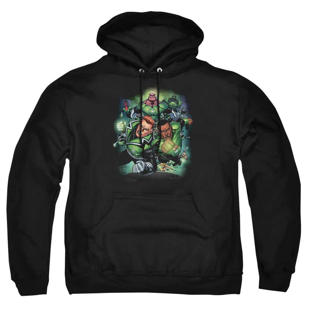 AN OFFCIALLY LICENSED GREEN LANTERN CORPS #1 ADULT UNISEX PULLOVER HOODIE BLACK