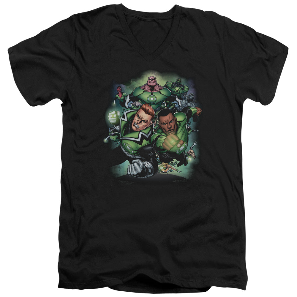 AN OFFCIALLY LICENSED GREEN LANTERN CORPS #1 MEN'S V-NECK T-SHIRT BLACK
