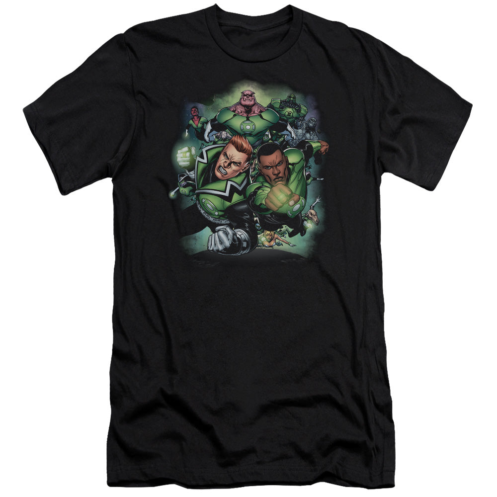 AN OFFCIALLY LICENSED GREEN LANTERN CORPS #1 MEN'S PREMIUM SLIM FIT T-SHIRT BLACK