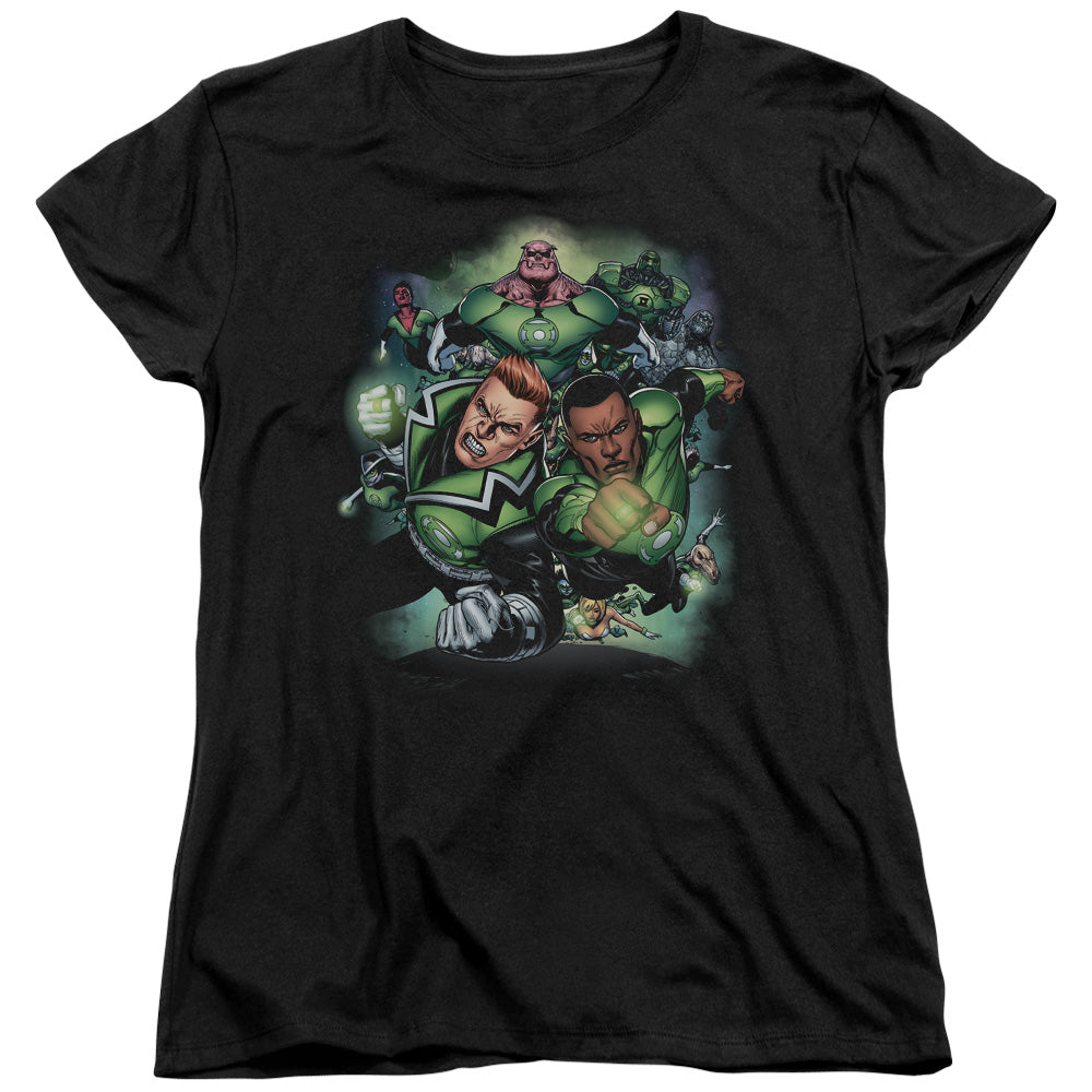 AN OFFCIALLY LICENSED GREEN LANTERN CORPS #1 WOMEN'S REGULAR FIT T-SHIRT BLACK