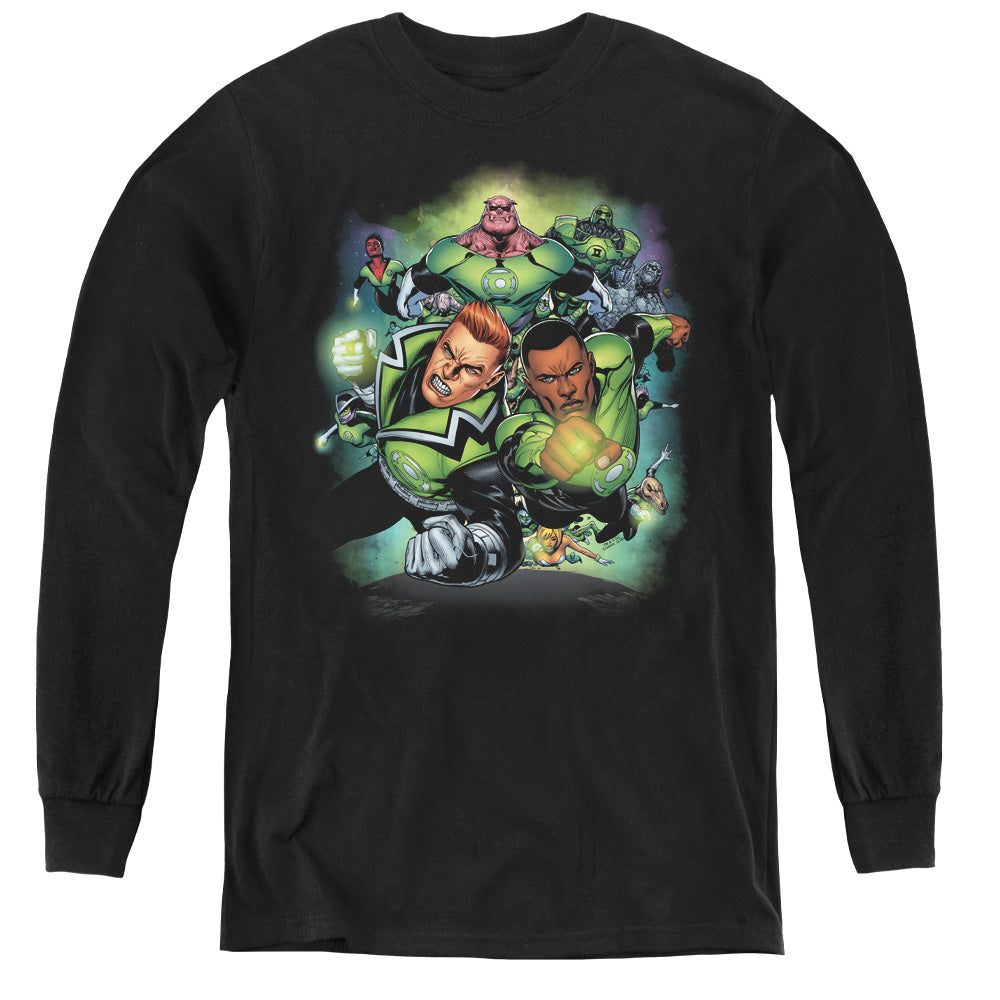 AN OFFCIALLY LICENSED GREEN LANTERN CORPS #1 YOUTH LONG SLEEVE T-SHIRT BLACK