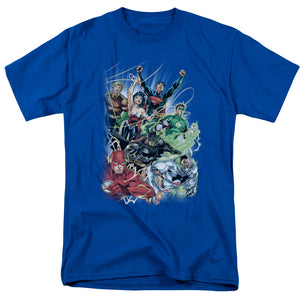 AN OFFCIALLY LICENSED JLA JUSTICE LEAGUE #1 MEN'S REGULAR FIT T-SHIRT ROYAL