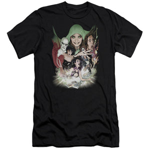 AN OFFCIALLY LICENSED DCR JUSTICE LEAGUE DARK MEN'S PREMIUM SLIM FIT T-SHIRT BLACK