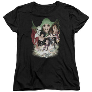 AN OFFCIALLY LICENSED DCR JUSTICE LEAGUE DARK WOMEN'S REGULAR FIT T-SHIRT BLACK
