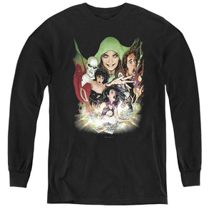 AN OFFCIALLY LICENSED DCR JUSTICE LEAGUE DARK YOUTH LONG SLEEVE T-SHIRT BLACK
