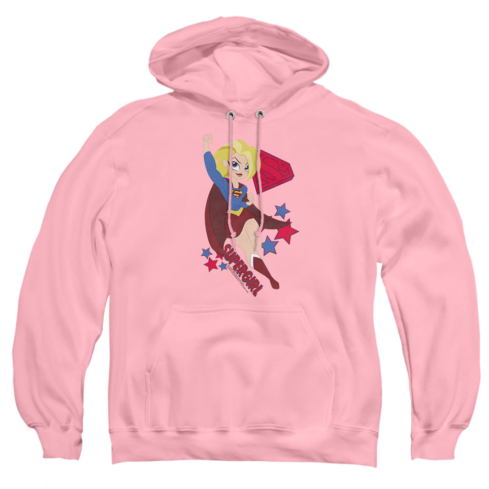 AN OFFCIALLY LICENSED DC SUPERHERO GIRLS SUPERGIRL ADULT UNISEX PULLOVER HOODIE PINK
