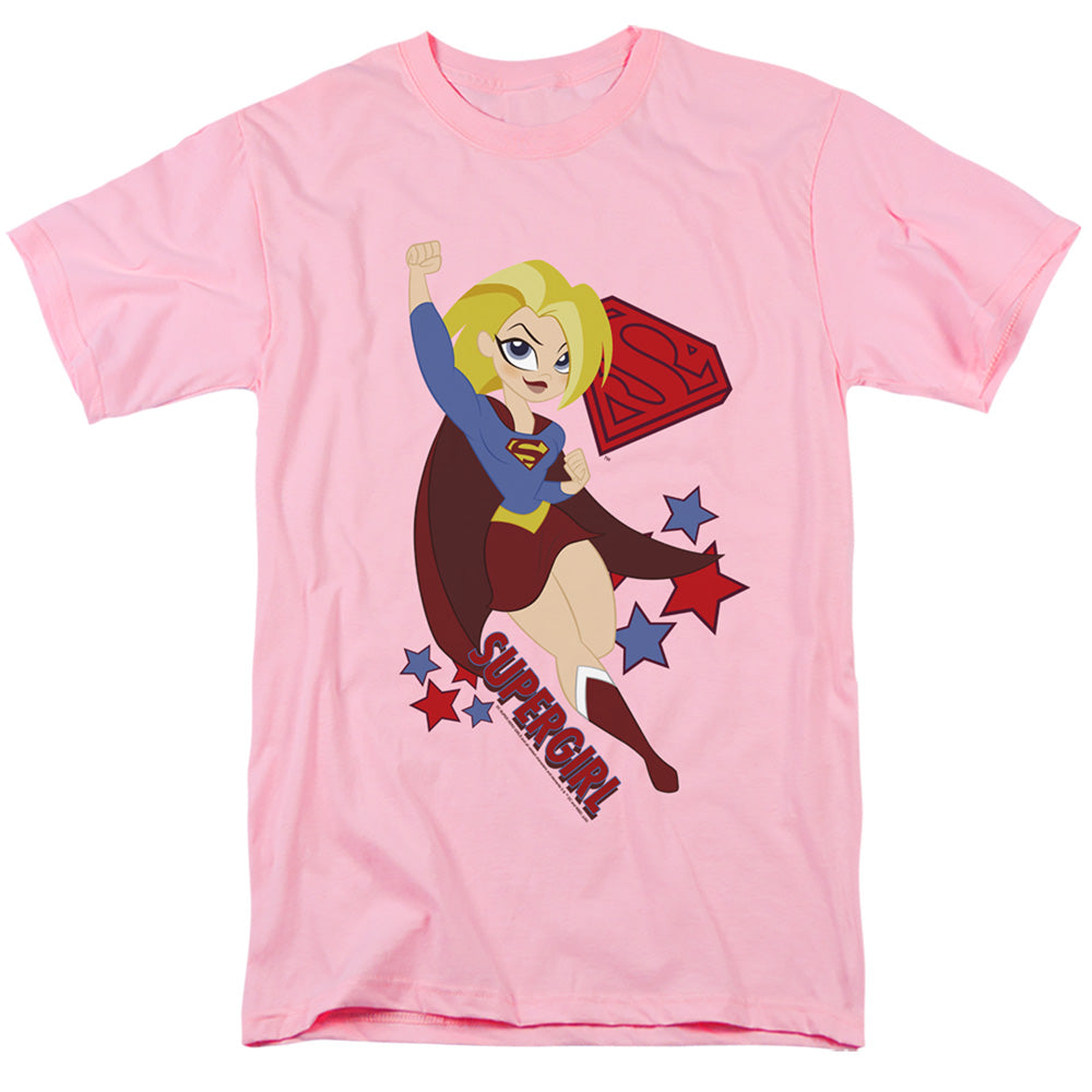 AN OFFCIALLY LICENSED DC SUPERHERO GIRLS SUPERGIRL MEN'S REGULAR FIT T-SHIRT PINK