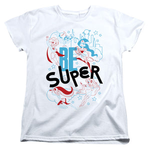 AN OFFCIALLY LICENSED DC SUPERHERO GIRLS BE SUPER WOMEN'S REGULAR FIT T-SHIRT WHITE