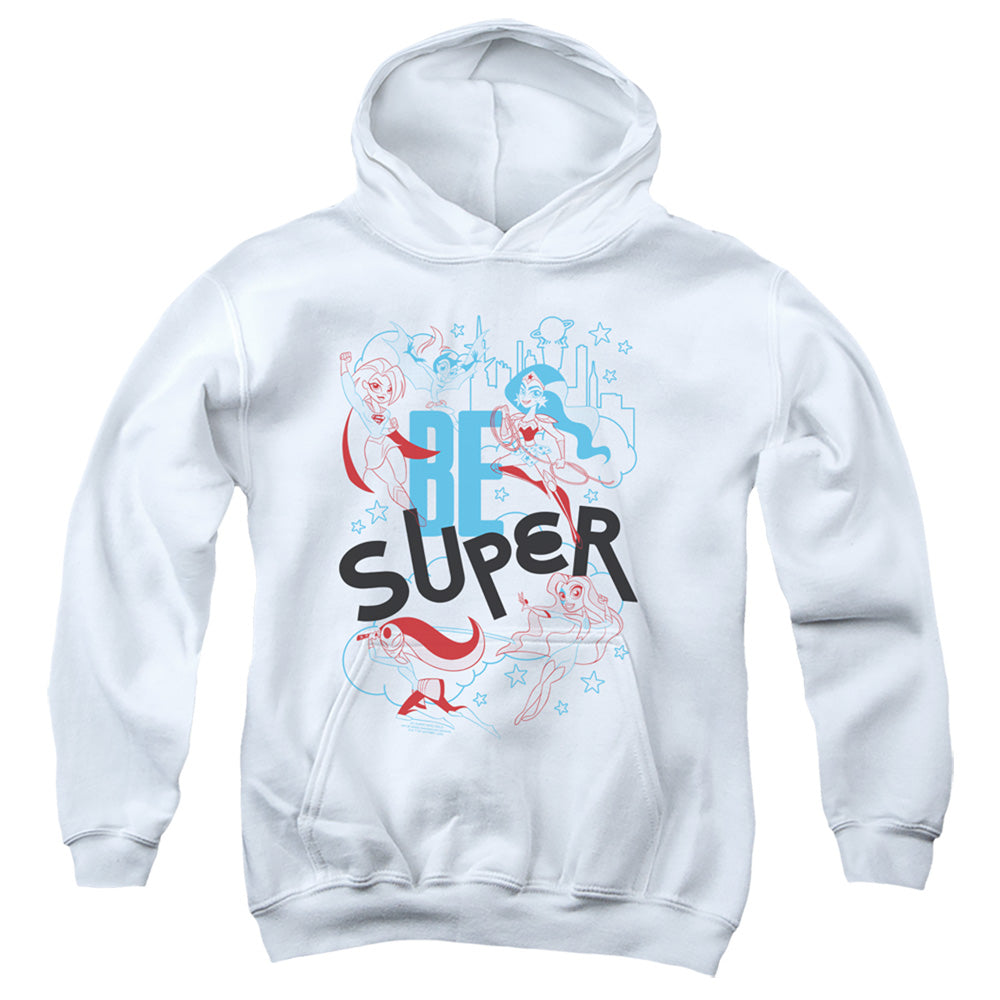 AN OFFCIALLY LICENSED DC SUPERHERO GIRLS BE SUPER YOUTH HOODIE WHITE