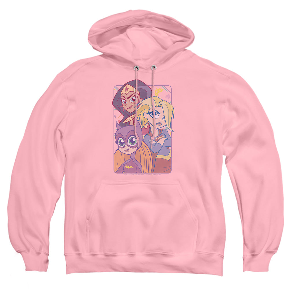 AN OFFCIALLY LICENSED DC SUPERHERO GIRLS DONT BOX US IN ADULT UNISEX PULLOVER HOODIE PINK