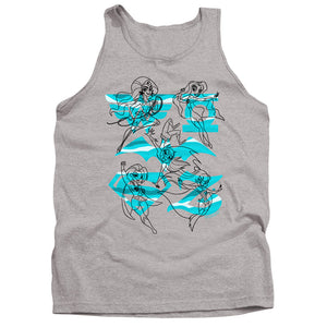 AN OFFCIALLY LICENSED DC SUPERHERO GIRLS LINE ART GROUP ADULT UNISEX TANK TOP ATHLETIC HEATHER