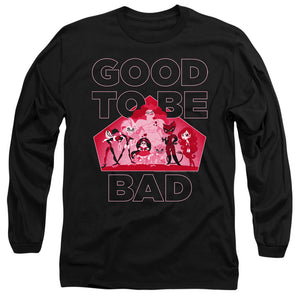AN OFFCIALLY LICENSED DC SUPERHERO GIRLS GOOD TO BE BAD MEN'S LONG SLEEVE T-SHIRT BLACK