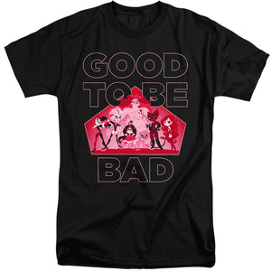 AN OFFCIALLY LICENSED DC SUPERHERO GIRLS GOOD TO BE BAD MEN'S TALL FIT T-SHIRT BLACK