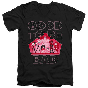AN OFFCIALLY LICENSED DC SUPERHERO GIRLS GOOD TO BE BAD MEN'S V-NECK T-SHIRT BLACK