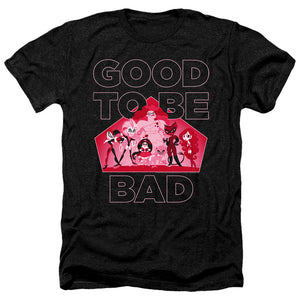 AN OFFCIALLY LICENSED DC SUPERHERO GIRLS GOOD TO BE BAD MEN'S HEATHER T-SHIRT CHARCOAL