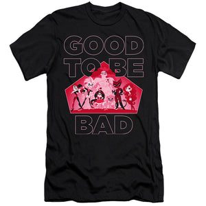 AN OFFCIALLY LICENSED DC SUPERHERO GIRLS GOOD TO BE BAD MEN'S PREMIUM SLIM FIT T-SHIRT BLACK