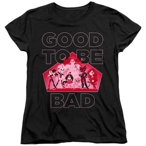 AN OFFCIALLY LICENSED DC SUPERHERO GIRLS GOOD TO BE BAD WOMEN'S REGULAR FIT T-SHIRT BLACK