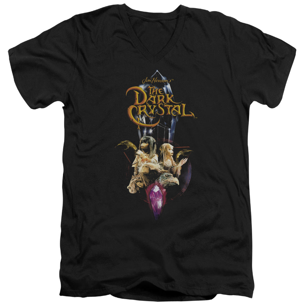 AN OFFCIALLY LICENSED DARK CRYSTAL CRYSTAL QUEST MEN'S V-NECK T-SHIRT BLACK