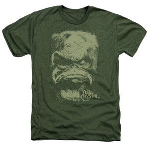 AN OFFCIALLY LICENSED DARK CRYSTAL AUGHRA MEN'S HEATHER T-SHIRT MILITARY GREEN