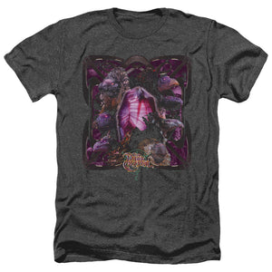 AN OFFCIALLY LICENSED DARK CRYSTAL LUST FOR POWER MEN'S HEATHER T-SHIRT CHARCOAL