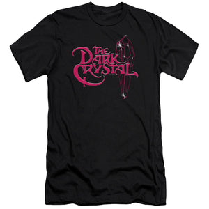 AN OFFCIALLY LICENSED DARK CRYSTAL BRIGHT LOGO MEN'S PREMIUM SLIM FIT T-SHIRT BLACK