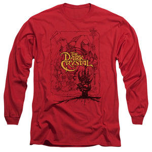 AN OFFCIALLY LICENSED DARK CRYSTAL POSTER LINES MEN'S LONG SLEEVE T-SHIRT RED