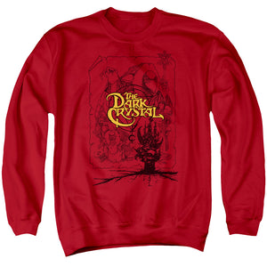 AN OFFCIALLY LICENSED DARK CRYSTAL POSTER LINES ADULT UNISEX CREWNECK SWEATSHIRT RED
