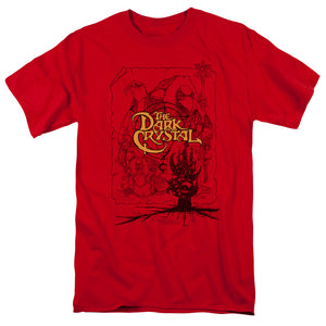 AN OFFCIALLY LICENSED DARK CRYSTAL POSTER LINES MEN'S REGULAR FIT T-SHIRT RED