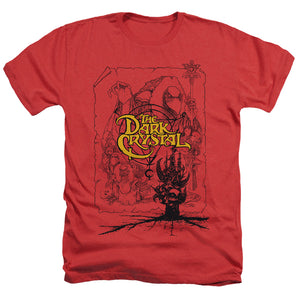 AN OFFCIALLY LICENSED DARK CRYSTAL POSTER LINES MEN'S HEATHER T-SHIRT RED