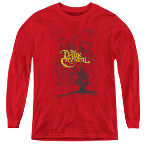 AN OFFCIALLY LICENSED DARK CRYSTAL POSTER LINES YOUTH LONG SLEEVE T-SHIRT RED