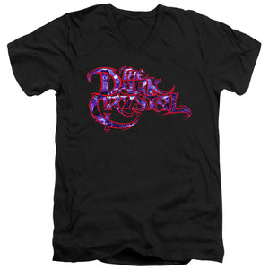 AN OFFCIALLY LICENSED DARK CRYSTAL COLLAGE LOGO MEN'S V-NECK T-SHIRT BLACK