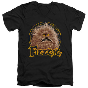 AN OFFCIALLY LICENSED DARK CRYSTAL FIZZGIG MEN'S V-NECK T-SHIRT BLACK