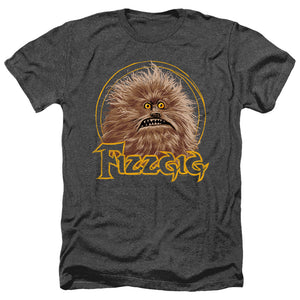 AN OFFCIALLY LICENSED DARK CRYSTAL FIZZGIG MEN'S HEATHER T-SHIRT CHARCOAL