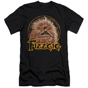 AN OFFCIALLY LICENSED DARK CRYSTAL FIZZGIG MEN'S PREMIUM SLIM FIT T-SHIRT BLACK