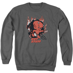 AN OFFCIALLY LICENSED HOT STUFF SINGE ADULT UNISEX CREWNECK SWEATSHIRT CHARCOAL