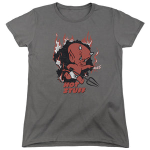 AN OFFCIALLY LICENSED HOT STUFF SINGE WOMEN'S REGULAR FIT T-SHIRT CHARCOAL