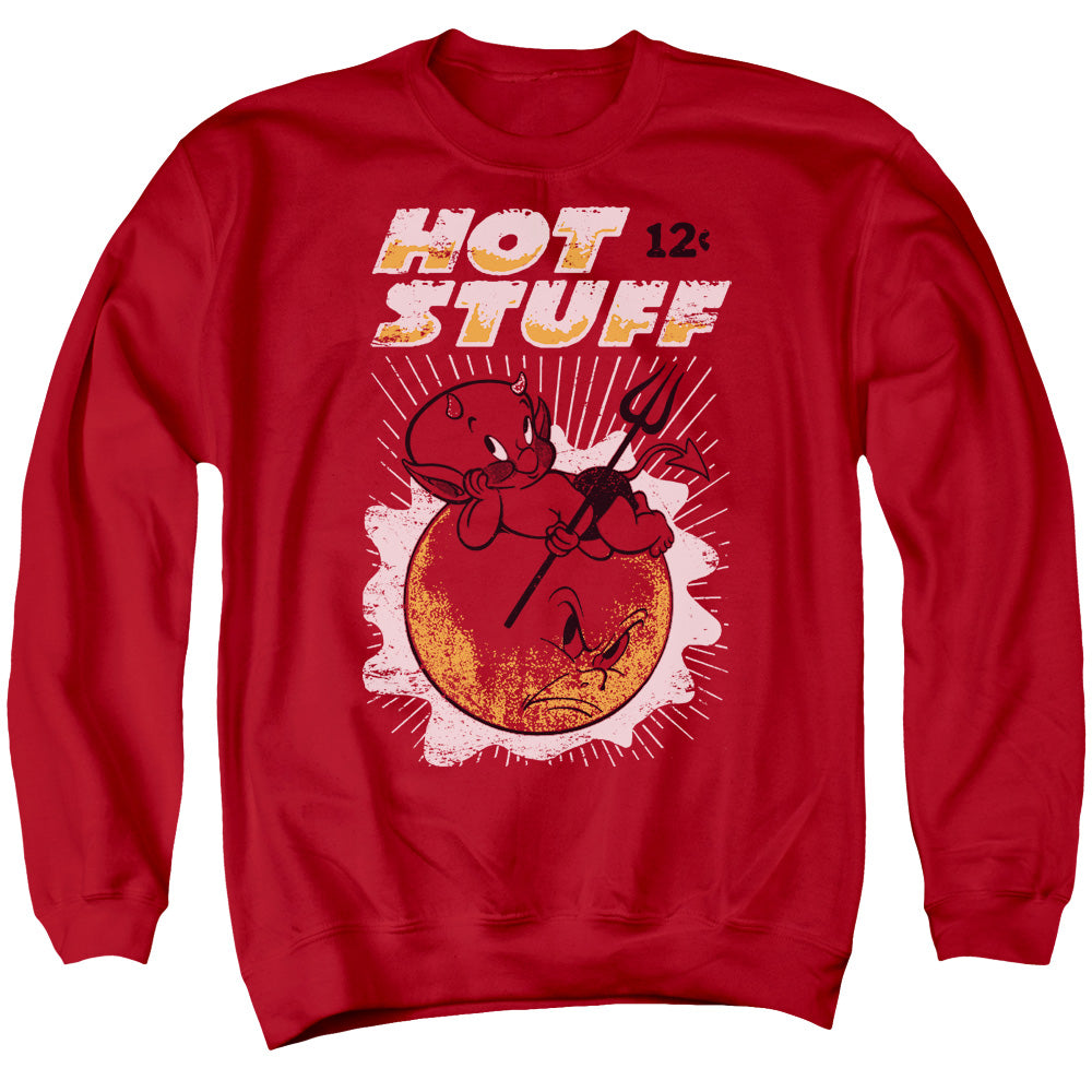 AN OFFCIALLY LICENSED HOT STUFF ON THE SUN ADULT UNISEX CREWNECK SWEATSHIRT RED