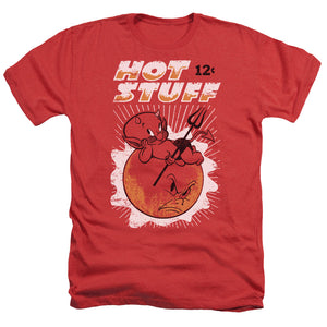 AN OFFCIALLY LICENSED HOT STUFF ON THE SUN MEN'S HEATHER T-SHIRT RED