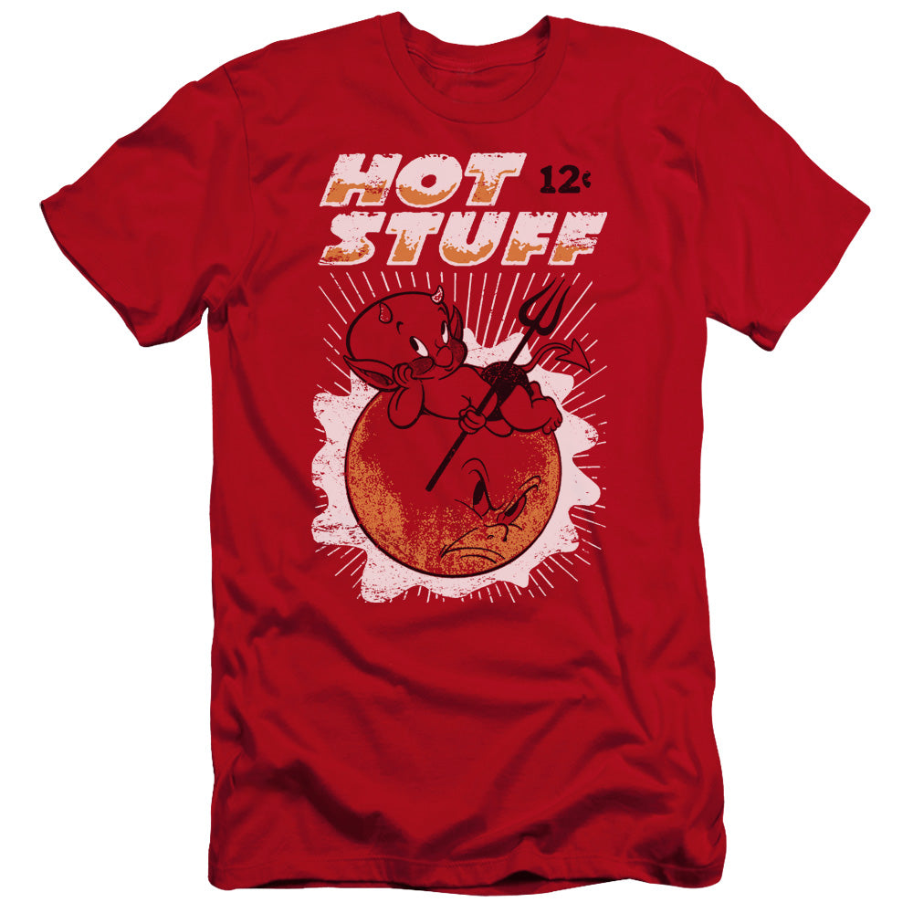 AN OFFCIALLY LICENSED HOT STUFF ON THE SUN MEN'S PREMIUM SLIM FIT T-SHIRT RED