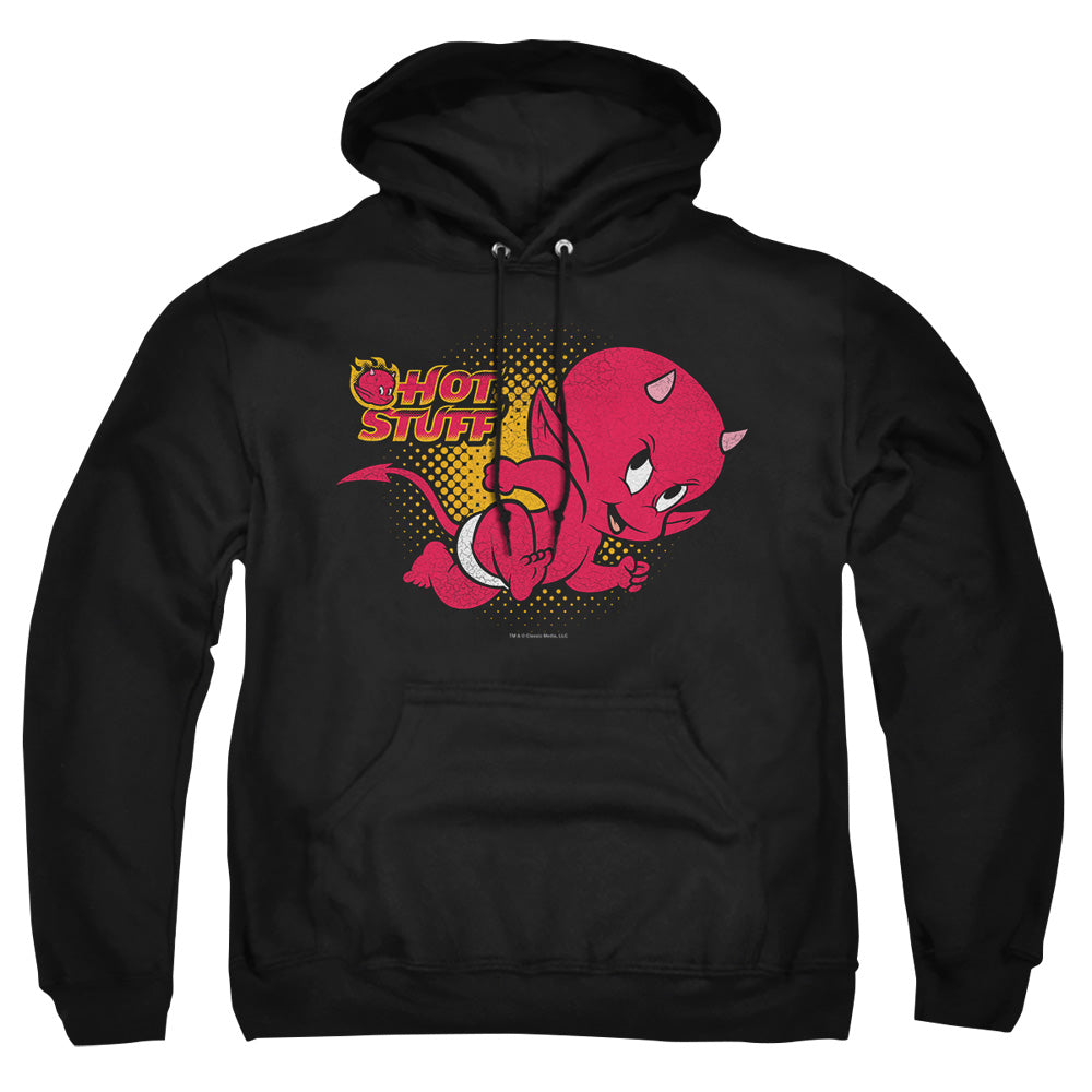 AN OFFCIALLY LICENSED HOT STUFF LITTLE DEVIL ADULT UNISEX PULLOVER HOODIE BLACK