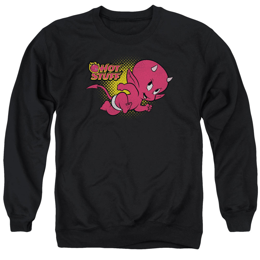 AN OFFCIALLY LICENSED HOT STUFF LITTLE DEVIL ADULT UNISEX CREWNECK SWEATSHIRT BLACK