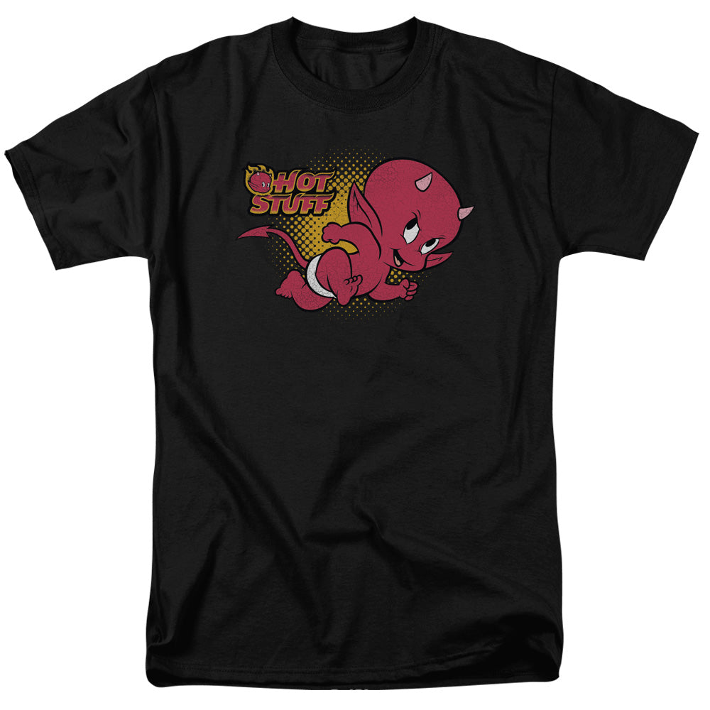 AN OFFCIALLY LICENSED HOT STUFF LITTLE DEVIL MEN'S REGULAR FIT T-SHIRT BLACK