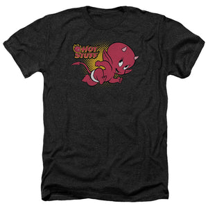 AN OFFCIALLY LICENSED HOT STUFF LITTLE DEVIL MEN'S HEATHER T-SHIRT CHARCOAL