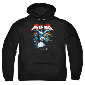 AN OFFCIALLY LICENSED KUNG FU PANDA KUNG FU GROUP ADULT UNISEX PULLOVER HOODIE BLACK