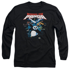 AN OFFCIALLY LICENSED KUNG FU PANDA KUNG FU GROUP MEN'S LONG SLEEVE T-SHIRT BLACK