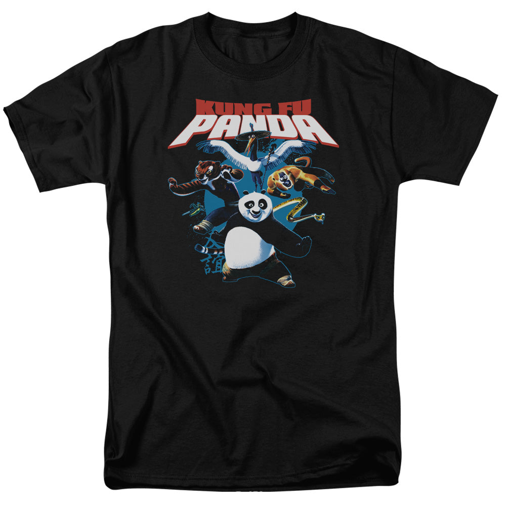 AN OFFCIALLY LICENSED KUNG FU PANDA KUNG FU GROUP MEN'S REGULAR FIT T-SHIRT BLACK